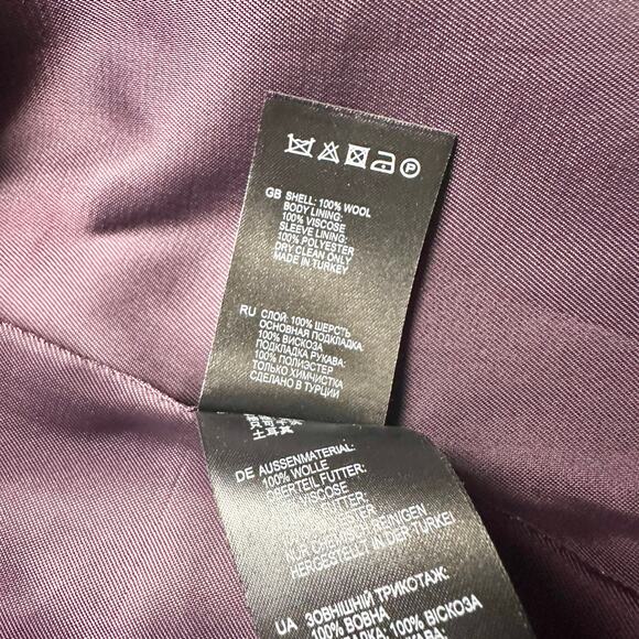 Reiss | Women | Camila Dark Plum Wool Textured Business Blazer Pant Suit | Sz 8 - Picture 11 of 16